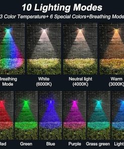 Ellasay Solar Fence Lights Outdoor IP65 Waterproof RGB 10 Lighting Modes 12 Pack 2