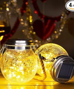 Solar Lanterns Outdoor Waterproof 4 Pack Garden Lights for Decor
