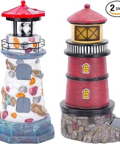11.4 Inch Solar Lighthouse with 10.8 Inch Solar Lighthouse Set