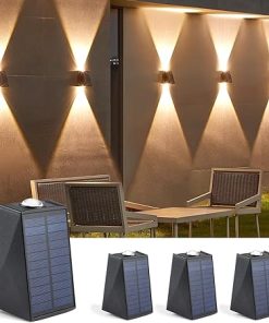 Solar Wall Lights Outdoor IP65 Waterproof for Garden Porch Patio 4 Pack