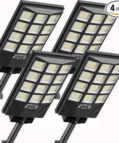 Solar Street Lights with Motion Sensor, 6500K LED Flood Light, 4PCS