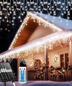 Outdoor Solar Christmas Icicle Lights 50+16Ft 506 LED Waterproof