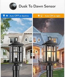 Black Waterproof Outdoor Post Lights with Tempered Glass for Gardens 2