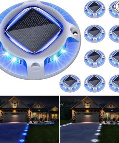 Solar Driveway Lights 10 Pack IP68 Waterproof LED for Pathway Garden