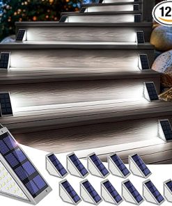 Solar Stair Lights 12 Pack Waterproof LED Outdoor Step Lights Gray