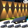 10 Pack Solar Fence Lights Outdoor IP65 Waterproof LED Deck Lighting 3