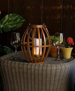 10 Inch Outdoor Solar Nautical Metal Lantern with Flickering LED Lights 2