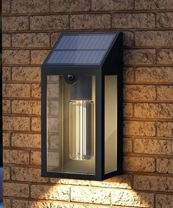 Solar Outdoor Wall Lantern with Motion Sensor for Porch Garden Yard