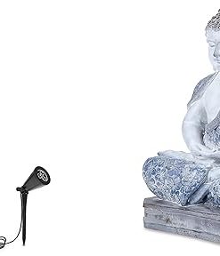Outdoor Weatherproof Zen Blue Buddha Solar Garden Statue 10+ hr Light