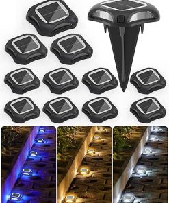 Waterproof Solar Dock and Driveway Lights 12 Pack for Outdoor Use