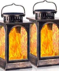 Enhanced Metal Solar Lanterns for Outdoor Decor 2 Pack Bronze