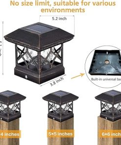 Solar Post Cap Lights Waterproof LED for 3.5×3.5 to 5×5 Posts 2
