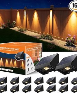 16 Pack Solar Powered Fence Lamps Warm White LED Outdoor Lighting