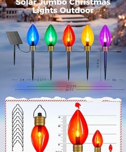 Solar Jumbo C9 Christmas Lights 22FT with Timer for Outdoor Decor 2