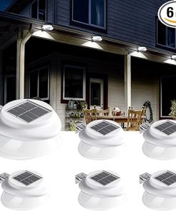 Solar Gutter Lights Outdoor 6 Pack Waterproof LED Deck Fence White