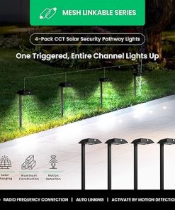4-Pack Solar LED Security Pathway Lights with Auto-Linking Motion Detection 2