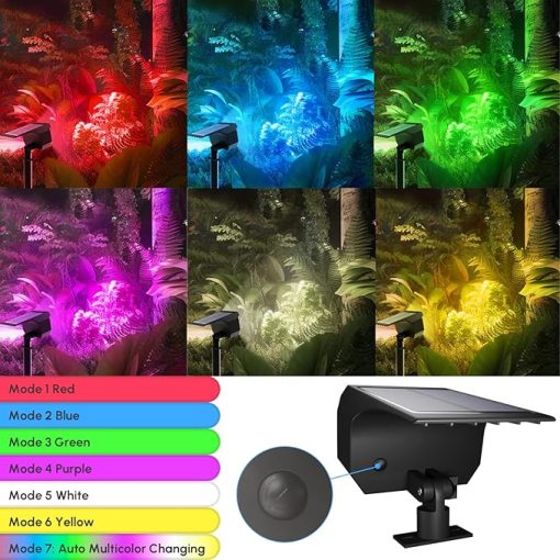 Multicolor Solar Lights 7 Modes 29 LED Waterproof Spotlights 8 Pack - Image 2