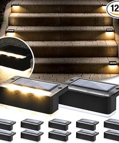 Deck Solar Fence Lights 12 Pack, Waterproof LED Outdoor Lighting