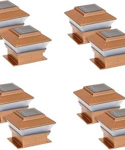 8 Pack Solar Powered Copper Garden Pathway Post Lights with LED