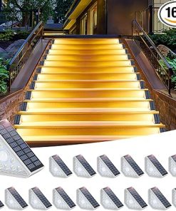 Solar Powered Motion Sensor Step Lights 16-Pack Waterproof for Outdoors