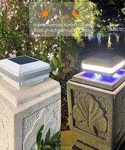 Waterproof Solar Post Light 9x9cm 2200mAH for Yard Pillar Garden 2