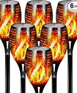 Otdair 96 LED Solar Lights Outdoor 6 Pack Waterproof Tiki Torch