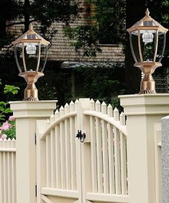 Elegant Retro Solar Column Headlights with Dimmable LED, 2 Pack