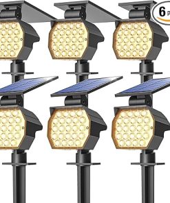 Solar Spot Lights Outdoor 23 LEDs Landscape Lighting IP67 Waterproof 6 Pack