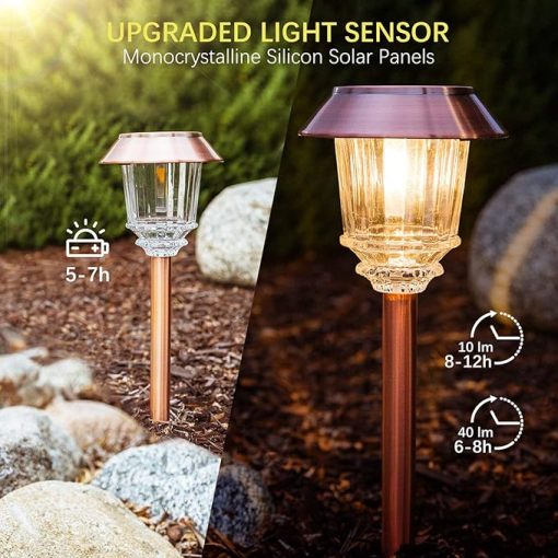 4 Pack Waterproof Dimmable Solar Lights for Garden Pathway Outdoor - Image 2