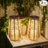 2 Pack Solar Lanterns for Outdoors Hemp Rope LED Garden Lights