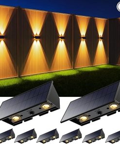 8 Pack Solar Powered LED Fence Lights for Outdoor Deck and Patio