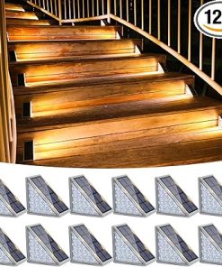 VOLISUN 12 Pack Outdoor Solar Stair Lights Waterproof 80 Lumen