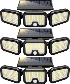 VIVOHOME Solar Flood Lights 256 LED 2500LM Motion Sensor 3 Pack