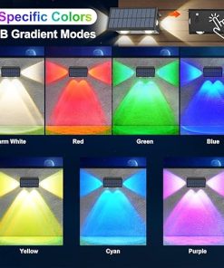 Solar Fence Lights Outdoor 7 Colors Color Changing LED Lighting 6 Pack 2