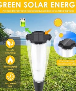 Solar Pathway Lights 2 Pack Waterproof Garden Lights with RGB Flame 2