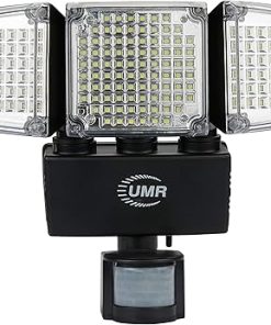 Bright 3-Head LED Solar Garage Flood Light with PIR Sensor and 1000 Lumens 2