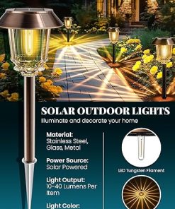 Waterproof Solar Pathway Lights 4 Pack Dimmable Glass and Metal 2
