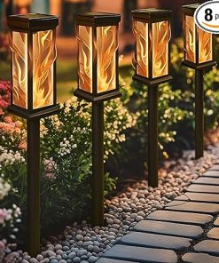 8Pack Solar Lights Outdoor Waterproof Torch Lights with Flickering Flame, Landscape Lighting for Outside, Solar Pathway Light for Patio Lawn Porch Walkway Driveway Garden Decorations for outside