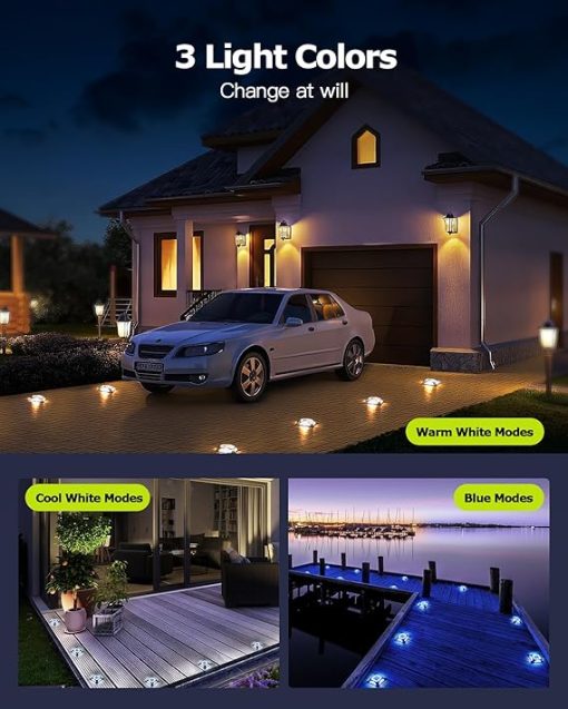 Solar Driveway Deck Lights 12 Pack Waterproof Color Changing LED - Image 2