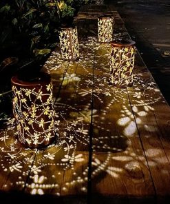 2 Pack Solar Lanterns Outdoor Dragonfly Metal Decor Waterproof Light 2