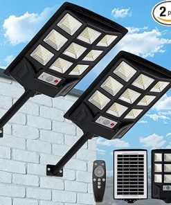 Solar Street Lights IP66 Waterproof with Motion Sensor 6500K (2 Pack)
