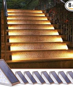 NIORSUN Solar Step Lights 8 Pack Warm White Outdoor Waterproof Decor
