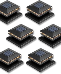 Solar Post Lights 6 Pack for 4×4 or 6×6 Wooden Fence Cap