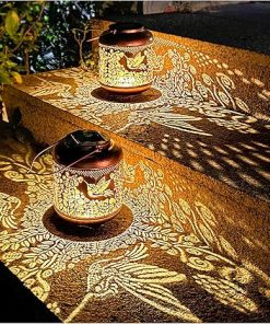 2 Pack Hummingbird Solar Lanterns for Garden Patio Backyard Decor
