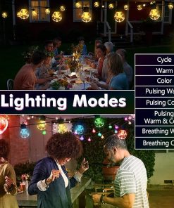 Warm Solar Outdoor String Lights 50FT Waterproof for Patio Use 2