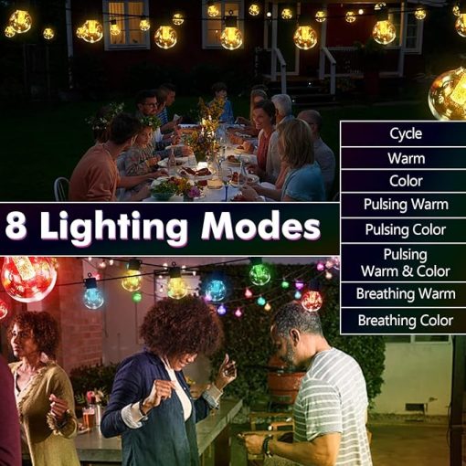 Warm Solar Outdoor String Lights 50FT Waterproof for Patio Use - Image 2