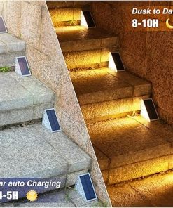 VOLISUN 12 Pack Outdoor Solar Stair Lights Waterproof 80 Lumen 2