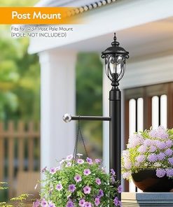 Black Outdoor Post Lights with Seed Glass for Garden and Driveway 2