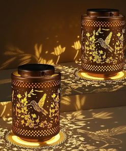 2 Pack Hummingbird Solar Lanterns for Garden Outdoor Decor Gifts