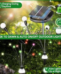 Solar Garden Lights Outdoor 4 Pack RGB Fairy Wind Lights for Patios 2